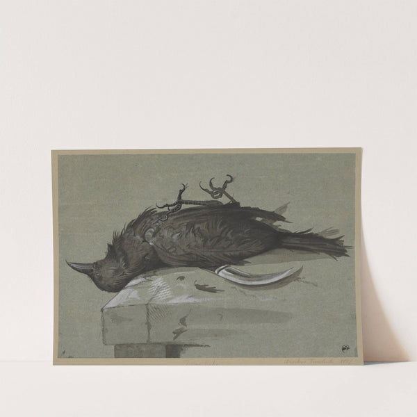 Toter Rabe, über einem Messer auf einem Steintisch liegend (1847) by Anselm Feuerbach