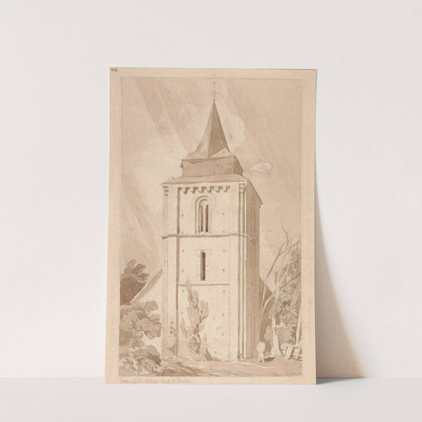 Tower of the Village Church of Saint Maclou, Normandy (1818) by John Sell Cotman