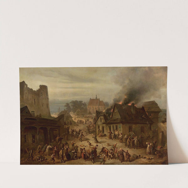 Town on fire by Franciszek Kostrzewski