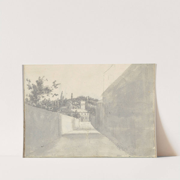 Townscape with a Walled Street and Distant Villa by Joseph Wright of Derby