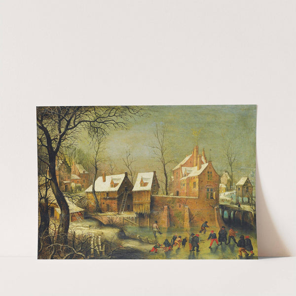 Townscape With Skaters On A Frozen River by Jacob Grimmer