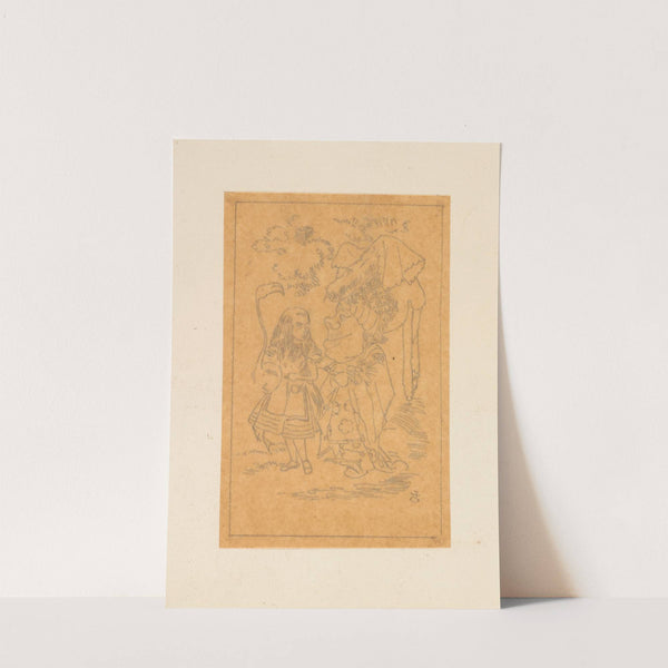 Tracing of Alice (with flamingo) chats with the Duches by Sir John Tenniel