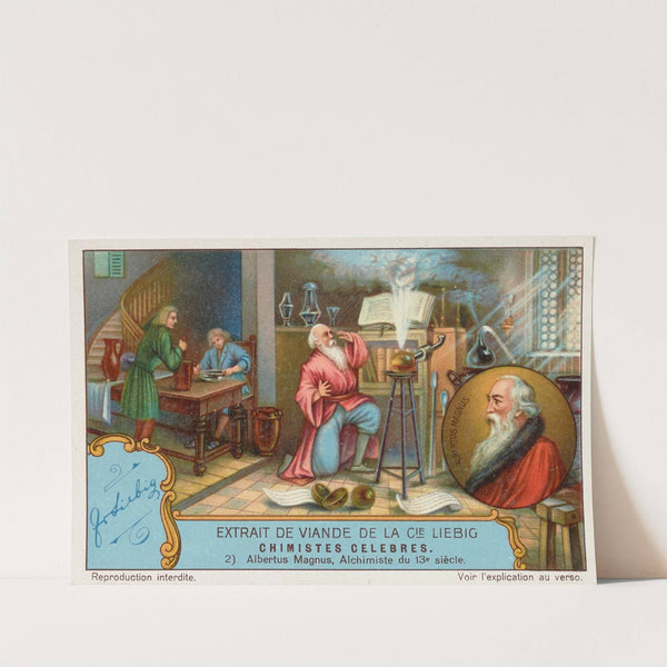 Trade card for Extrait de Viande de la Cie Liebig with Albertus Magnus by Liebig's Extract of Meat Company