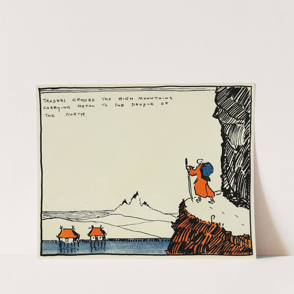 Traders crossed the high mountains carrying metal to the people of the north by Hendrik Willem Van Loon