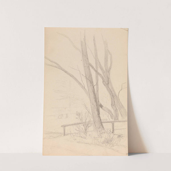 Trær i landskap by Hans Gude