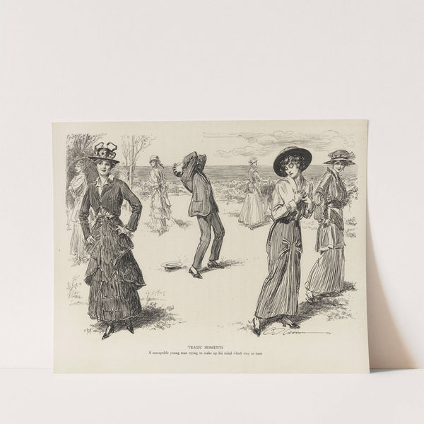 Tragic moments – A susceptible young man trying to make up his mind which way to turn (1916) by Charles Dana Gibson