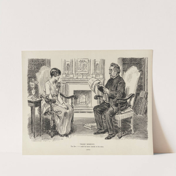 Tragic moments – The Rev. – reads his latest comedy to his niece (1916) by Charles Dana Gibson