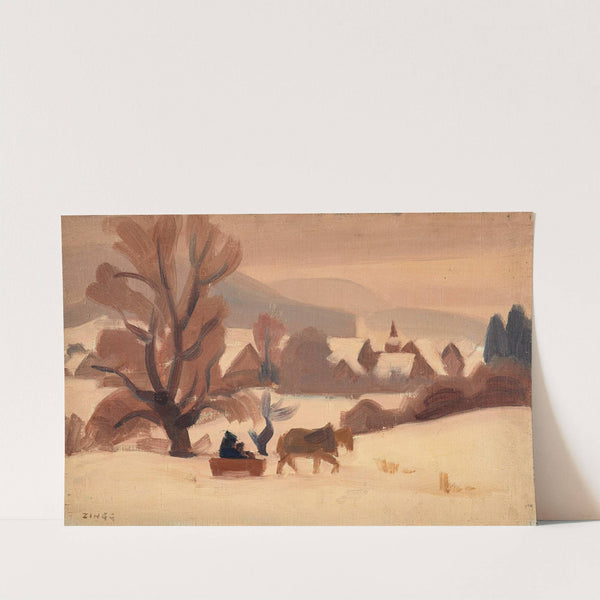 Traineau dans un paysage enneigé by Jules Émile Zingg