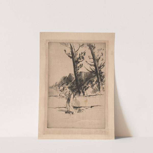 Traveler with pole over shoulder by Alphonse Legros