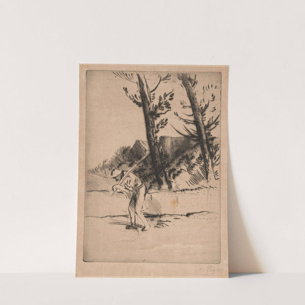 Traveler with pole over shoulder by Alphonse Legros