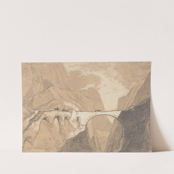 Travellers Crossing a Bridge over an Alpine Gorge (ca. 1828) by John Sell Cotman