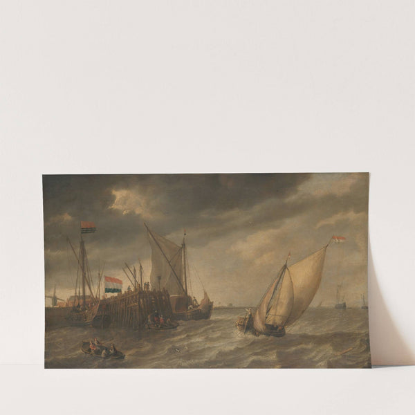 Travellers Disembarking at a Jetty on the Scheldt in Strong Winds (c. 1635) by Bonaventura Peeters the Elder