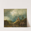 Travellers passing a ruined castle in a stormy landscape (1835) by Barend Cornelis Koekkoek