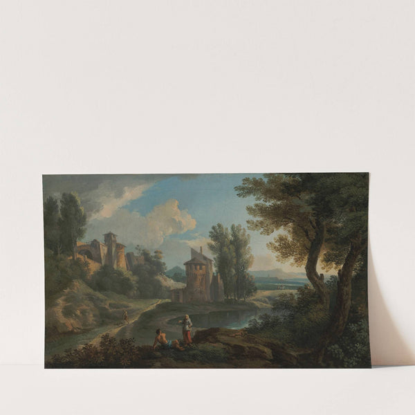 Travellers resting beside and lake by Andrea Locatelli