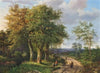 Travellers resting by a woodland path