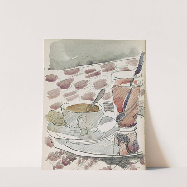 Tray with a cup, saucer and glass on a table by Reijer Stolk