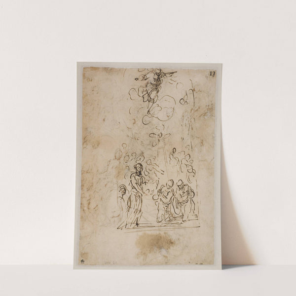 Tre figurer, der døbes by Jacopo Palma il Giovane