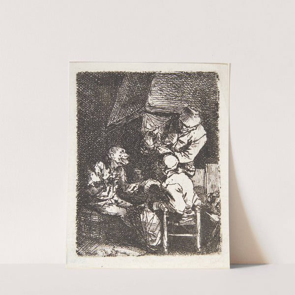 Tre figurer ved et ildsted by Cornelis Pietersz. Bega