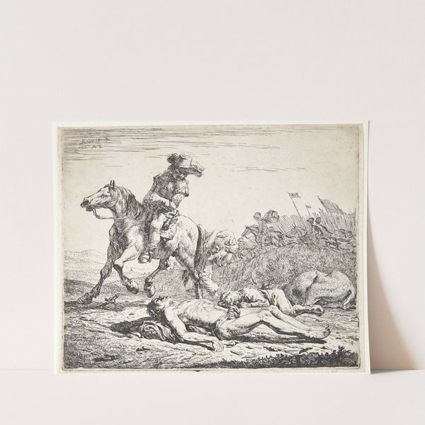 Tre grise liggende ved en svinesti by Karel Dujardin