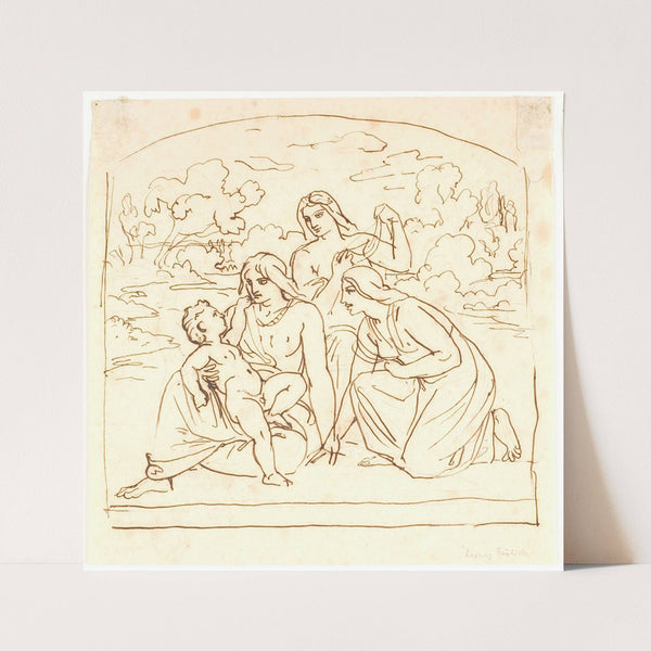 Tre kvinder med et barn Moses findes af Faraos datter by Lorenz Frølich