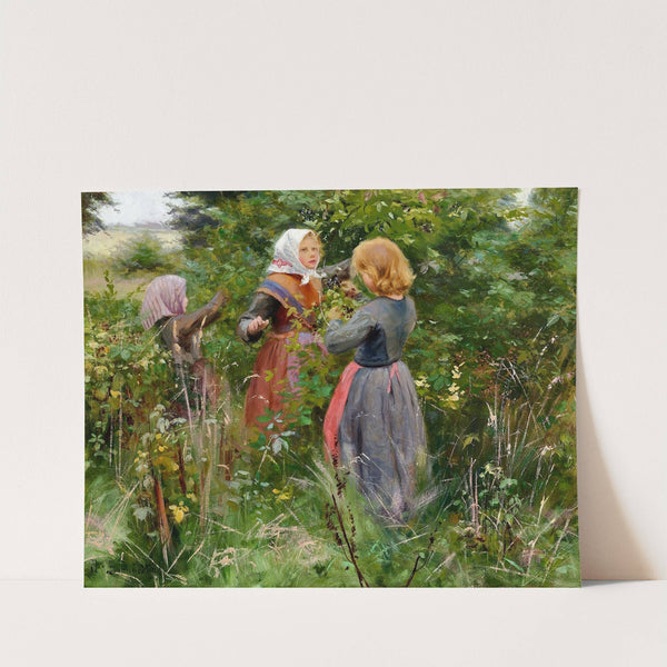 Tre småpiger plukker brombær (ca1885) by Hans Andersen Brendekilde