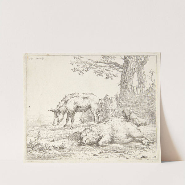 Tre svin nær en hæk by Karel Dujardin