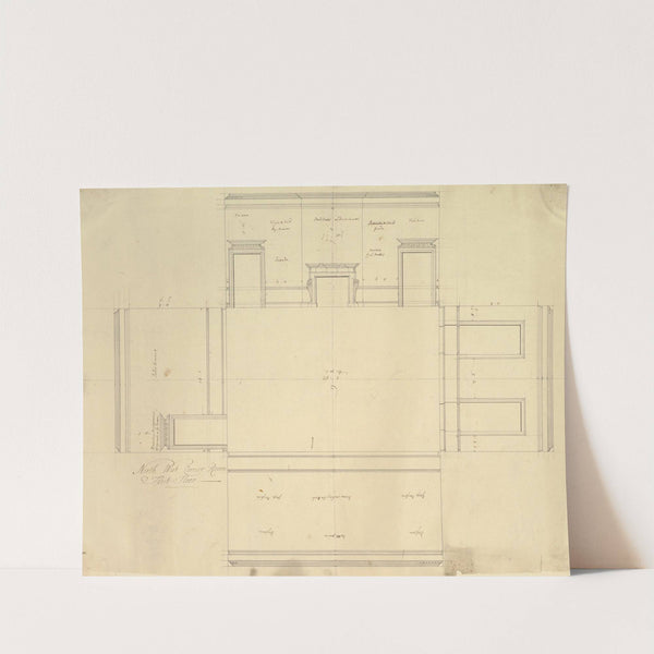 Treasury House, 10 Downing Street, London; Plan of the End Room Below (Northwest Corner Room, First Floor) by Isaac Ware