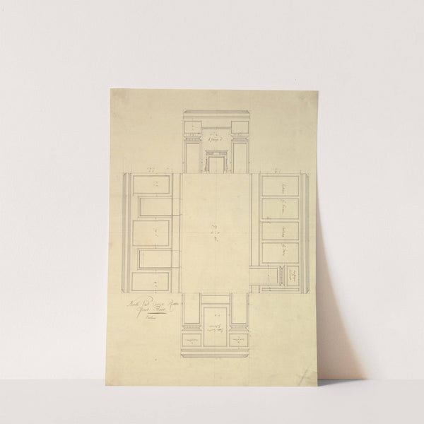 Treasury House, 10 Downing Street, London; Plan of the First-floor Parlor (Northeast Corner Room) by Isaac Ware