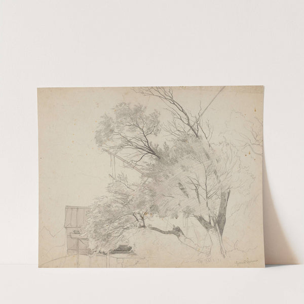 Trees and a Shelter against the Mountains near Bad Säckingen (1869) by Hans Thoma