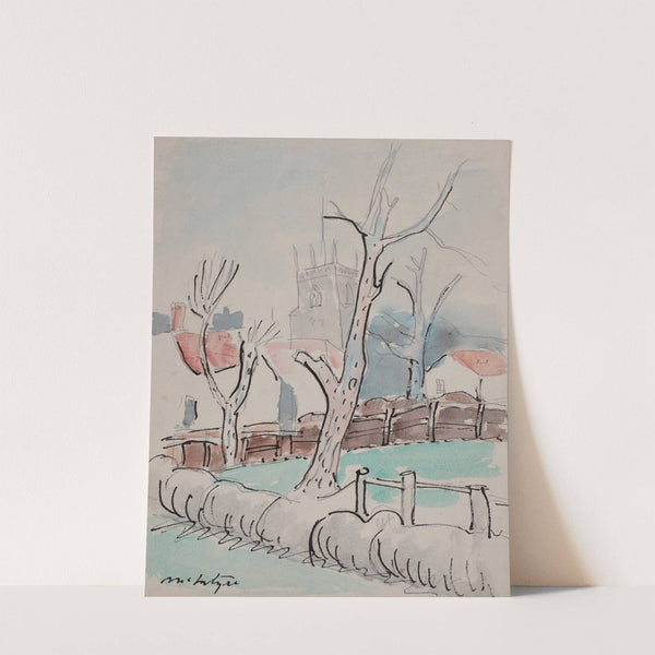 Trees and church tower by Raymond McIntyre