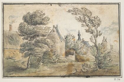 Trees and Houses with Castle in Distance — size preview