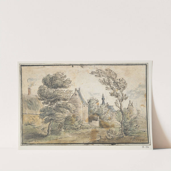 Trees and Houses with Castle in Distance by Circle of Gillis Neyts