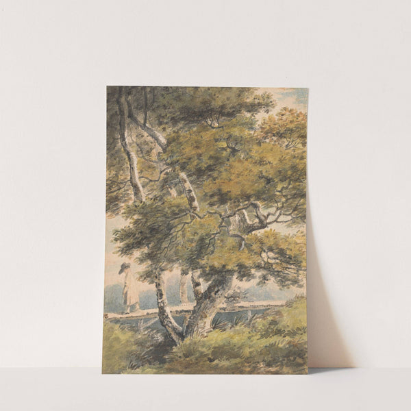 Trees, with a Man Crossing a Footbridge by Paul Sandby