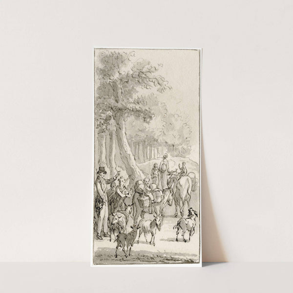 Trekkende lieden met vee: ‘De gansche trein trok…’ by Reinier Vinkeles