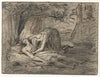 Treurende vrouw bij dode man: Pyramus en Thisbe