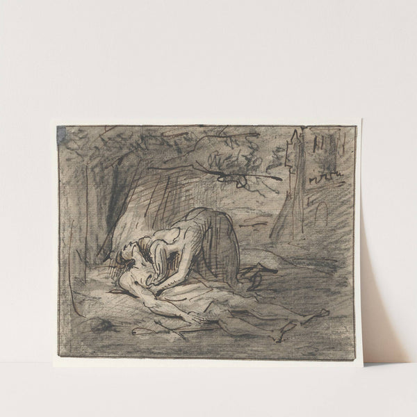 Treurende vrouw bij dode man: Pyramus en Thisbe by David Humbert de Superville