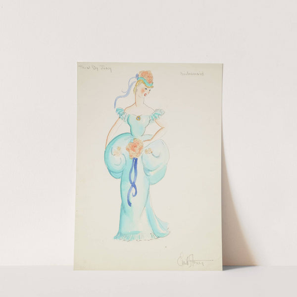 Trial by Jury: Bridesmaid. Blue gown with puffed waist (1934-1943) by Emile Stoner