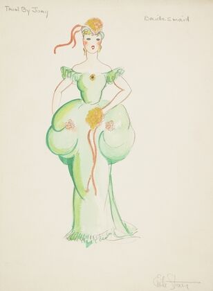Trial by Jury: Bridesmaid. Green gown with puffed waist (1934-1943)