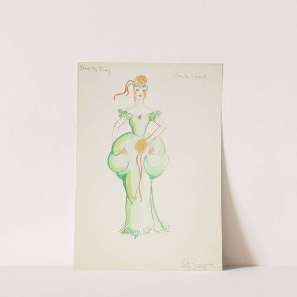 Trial by Jury: Bridesmaid. Green gown with puffed waist (1934-1943) by Emile Stoner