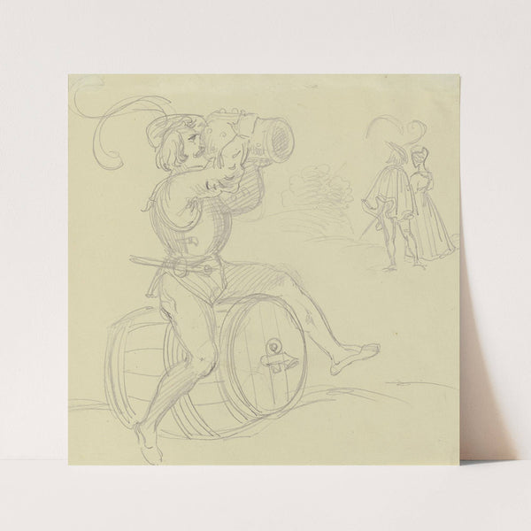 Trinkender Ritter rittlings auf einem Fass sitzend by Ludwig Michael Schwanthaler