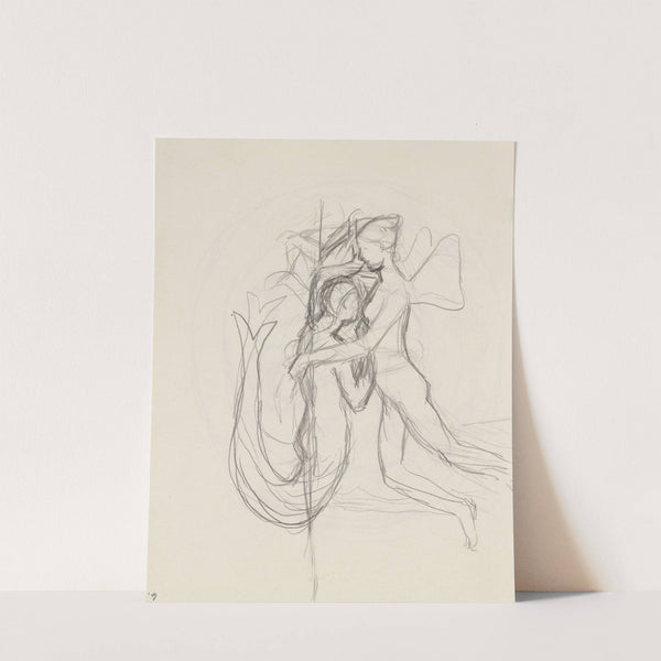 Triton og kvinne med vinger by Signe Scheel