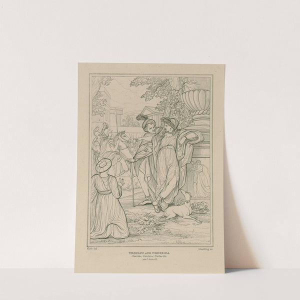 Troilus & Cressida, act 1, sc. 2, a street, Cressida, Pandarus, Troilus, soldiers etc (19th century) by William Francis Starling