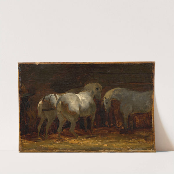 Trois chevaux à l’écurie by Théodore Géricault