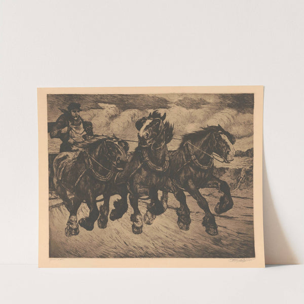 Trois chevaux au galop by Constant Eugène de Busschere