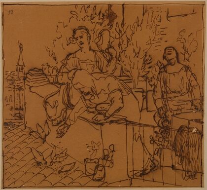 Trois femmes sur une terrasse