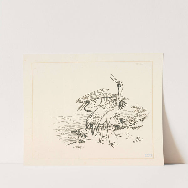 Trois grues au bord de la mer. (1866 - 1878) by Félix Bracquemond