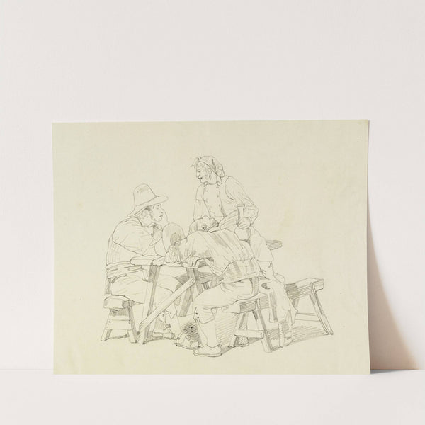 Trois hommes assis à une table by René Marjolin