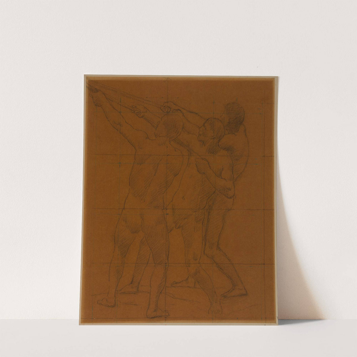 Trois hommes nus debout, tirant sur des cordes by Pierre Puvis de Chavannes