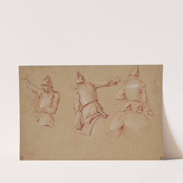 Trois soldats casqués à cheval by Charles Parrocel