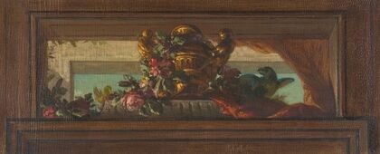 Trompe l’oeil design of birds and flowers (19th Century)